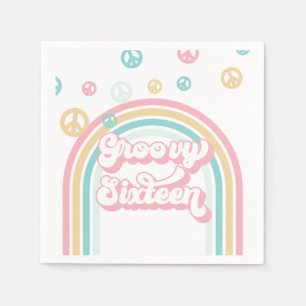 Groovy Sixteen Retro Summer Rainbow Napkins