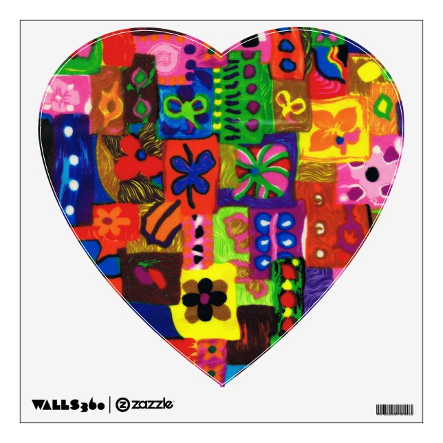 Groovy Sixties Collage Heart Wall Decal (Front)