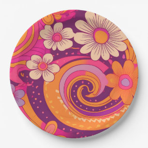 Groovy sixties pattern paper plates