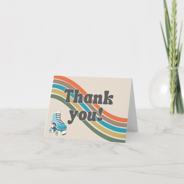Groovy Skating Party Thank You Card (Front)