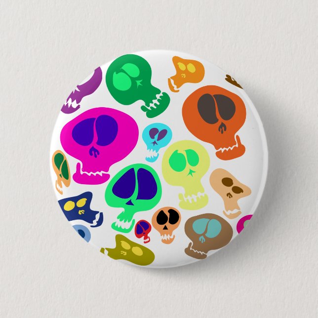 Groovy Skulls Pinback Button (Front)