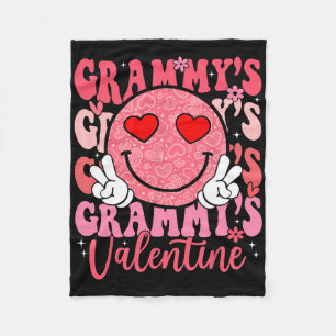 Groovy Smile Face Grammy's Valentine Daughter Niec Fleece Blanket