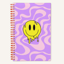 Groovy Smiley Face Notebook | Purple Tie Dye