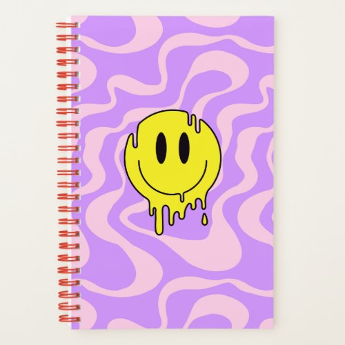 Groovy Smiley Face Notebook  Purple Tie Dye