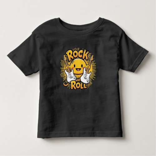 Groovy Smiley Serenades With Rock and Roll Guitars Toddler T_shirt
