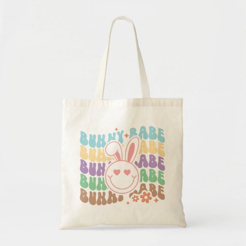Groovy Smiling Bunny Tote Bag