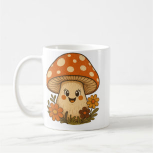 Groovy Smiling Retro Mushroom Coffee Mug