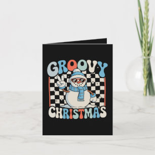 Groovy Snowman Checkered Christmas Xmas Kids Snow Card