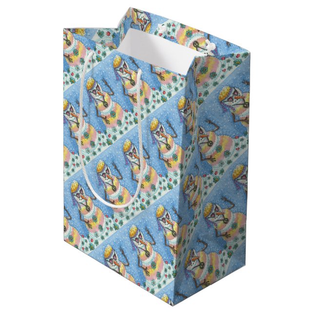 GROOVY SNOWMAN, PEACE SIGN CHRISTMAS GIFT BAG (Back Angled)