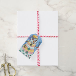GROOVY SNOWMAN, PEACE SIGN CHRISTMAS GIFT TAG SET