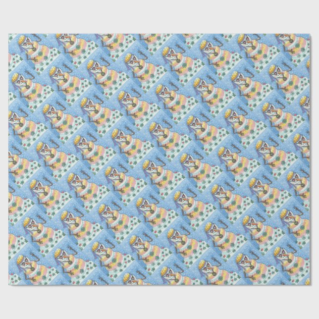 GROOVY SNOWMAN, PEACE SIGN CHRISTMAS GIFT WRAP (Flat)