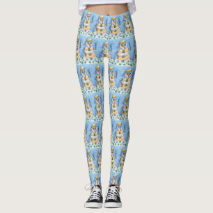 GROOVY SNOWMAN, PEACE SIGN CHRISTMAS LEGGINGS