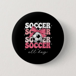 Groovy Soccer Coquette Bow Girls Women Soccer All Button