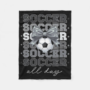 Groovy Soccer Coquette Bow Girls Women Soccer All Fleece Blanket
