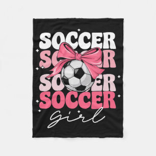 Groovy Soccer Girl Girls Coquette Bow Soccer Fleece Blanket