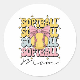 Groovy Softll Mom Mother Coquette Bow Softll _1  Classic Round Sticker
