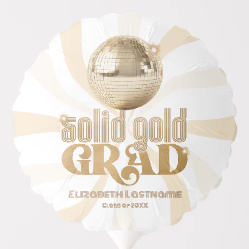Groovy Solid Gold Grad Disco Graduation Photo Balloon