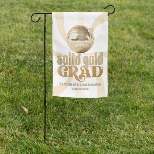 Groovy Solid Gold Grad Disco Graduation Photo Garden Flag