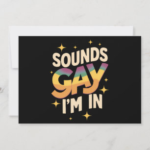 Groovy Sounds Gay I'm In LGBT Rainbow Pride Invitation