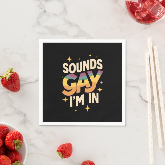 Groovy Sounds Gay I'm In LGBT Rainbow Pride  Napkins (Insitu)