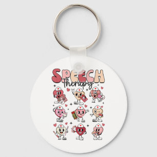 Groovy Speech Therapy Valentines Day Heart Slp Val Keychain