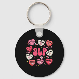 Groovy Speech Therapy Valentines Day Heart Slp Val Keychain