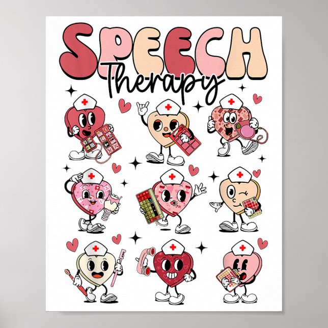 Groovy Speech Therapy Valentines Day Heart Slp Val Poster (Front)