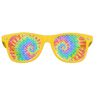 Groovy Spiral Rainbow Tie Dye Retro Sunglasses
