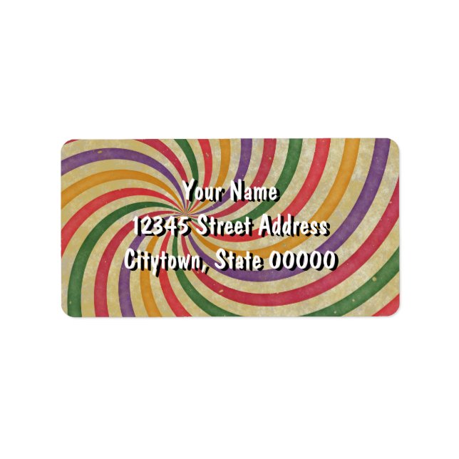 Groovy Spiral Sunbeam Ray Swirl Design Grungy Label (Front)