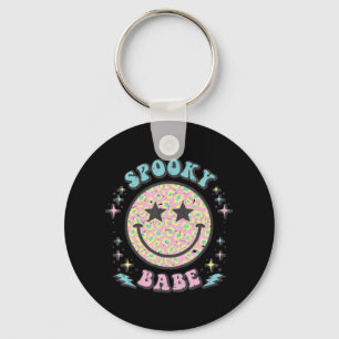 Groovy Spooky Babe Face Happy Halloween Costume Re Keychain