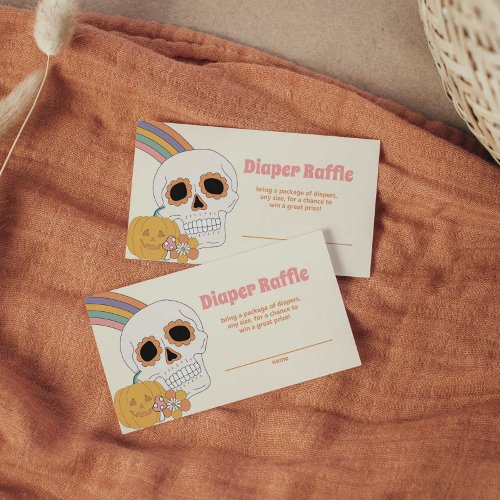 Groovy Spooky Halloween Ghost Girl Diaper Raffle Enclosure Card