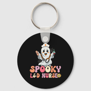 Groovy Spooky Labor and Delivery Nurse Halloween L Keychain