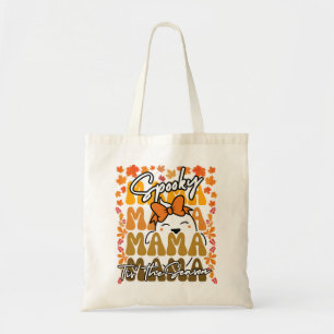 Groovy Spooky Mama Cute Ghost Fall Colors Tote Bag