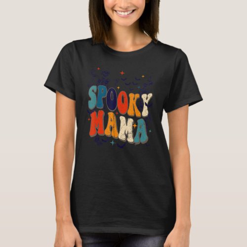 Groovy Spooky Mama Retro Halloween Ghost Witchy Sp T_Shirt