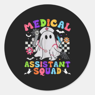 Groovy Spooky Medical Istant Squad Cute Halloween Classic Round Sticker