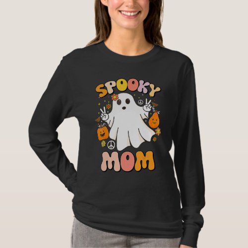 Groovy Spooky Mom Ghost Boo Halloween Costume Retr T_Shirt