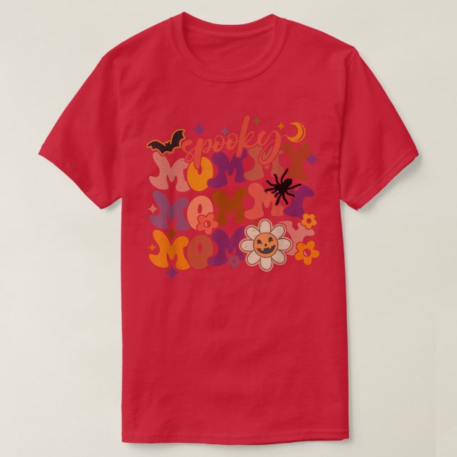 Groovy Spooky Mommy Fabulous Mommy Halloween Party T-Shirt (Design Front)