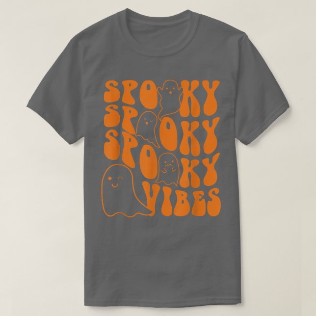 Groovy Spooky Vibes Boo Ghost Spooky Season Hallow T-Shirt (Design Front)