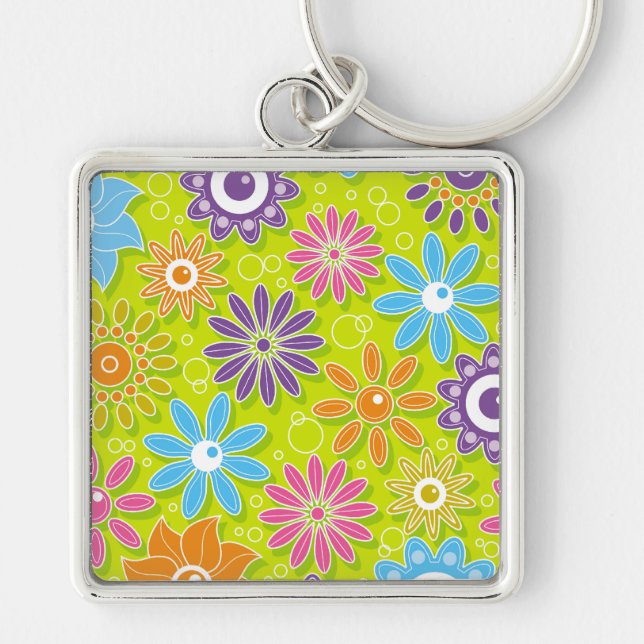Groovy Spring Flower Power Keychain (Front)