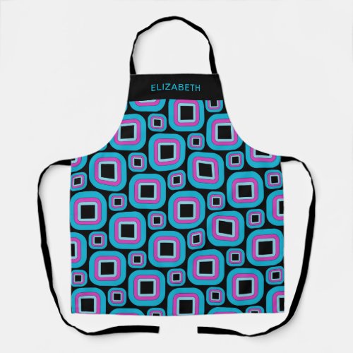 Groovy Square Pattern Personalized Apron