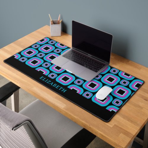 Groovy Square Pattern Personalized Desk Mat