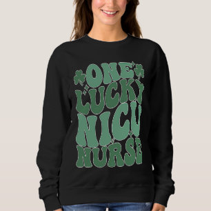 Groovy St Patrick's Day NICU Nurse Shamrock NICU N Sweatshirt