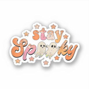 Groovy Stay Spooky Vibes Retro Floral Ghost Hippie Sticker