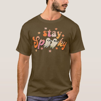 Groovy Stay Spooky Vibes Retro Floral Ghost Hippie T-Shirt