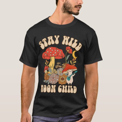 Groovy Stay Wild Moon Child Frog Mushroom T_Shirt