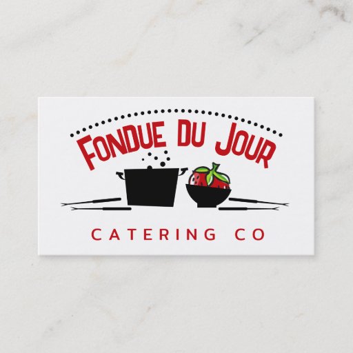 Customizable Groovy steaming fondue pot catering business cards