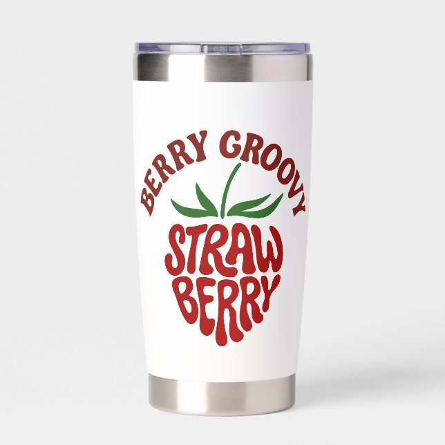 Groovy Strawberry Retro 70s Vibes Insulated Tumbler (Back)