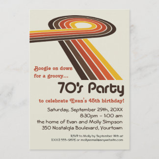 Groovy Stripes 70s Party Invitation