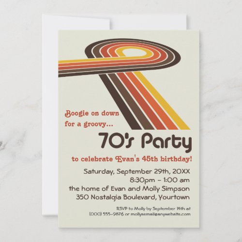 Groovy Stripes 70s Party Custom Invite