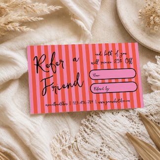 Groovy Stripes Cherry Pink Handwritten Retro Girly